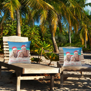 Vrolijk Kerstfeest Gelukkig Nieuwjaar Familie Foto Buitenkussen