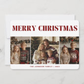 Vrolijk Kerstfeest & Gelukkig Nieuwjaar Familiefot Feestdagenkaart (Voorkant)