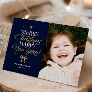 Vrolijk Kerstfeest Gelukkig Nieuwjaar Familienaam  Feestdagenkaart