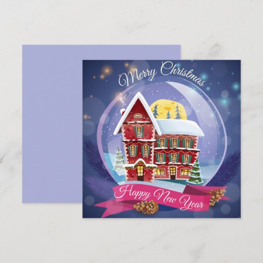 Vrolijk Kerstfeest/Gelukkig Nieuwjaar Feestdagenkaart (Voorkant / Achterkant)