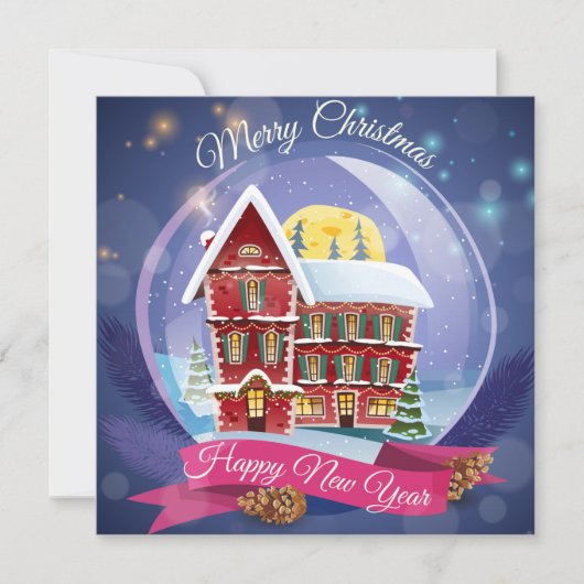 Vrolijk Kerstfeest/Gelukkig Nieuwjaar Feestdagenkaart (Voorkant)