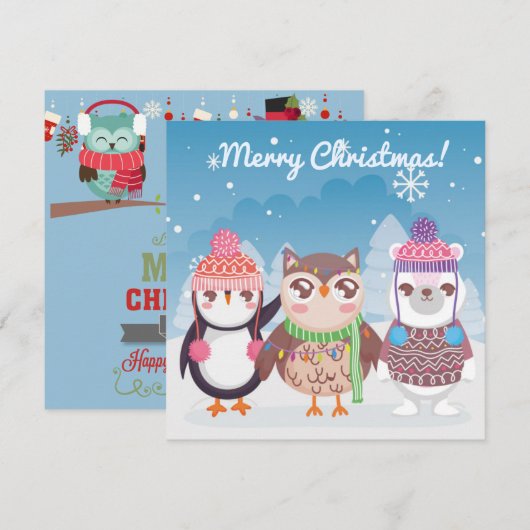 Vrolijk Kerstfeest/Gelukkig Nieuwjaar Feestdagenkaart (Voorkant / Achterkant)