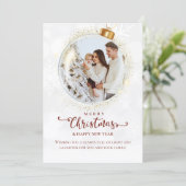 Vrolijk kerstfeest & gelukkig nieuwjaar foto feestdagenkaart (Staand voorkant)