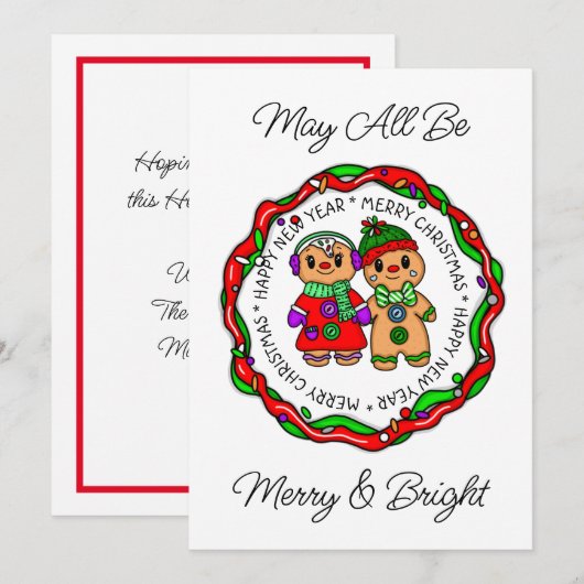 Vrolijk kerstfeest | Gelukkig nieuwjaar | Gingerbr Feestdagenkaart (Voorkant / Achterkant)
