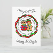 Vrolijk kerstfeest | Gelukkig nieuwjaar | Gingerbr Feestdagenkaart (Staand voorkant)