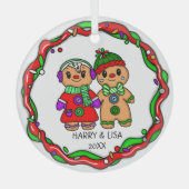 Vrolijk kerstfeest | Gelukkig nieuwjaar | Gingerbr Glas Ornament (Voorkant)