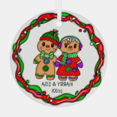 Vrolijk kerstfeest | Gelukkig nieuwjaar | Gingerbr Glas Ornament (Achterkant)