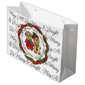 Vrolijk kerstfeest | Gelukkig nieuwjaar | Gingerbr Groot Cadeauzakje (Voorkant Gekanteld)