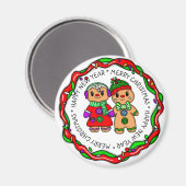Vrolijk kerstfeest | Gelukkig nieuwjaar | Gingerbr Magneet (Voorkant / Achterkant)