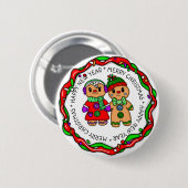 Vrolijk kerstfeest | Gelukkig nieuwjaar | Gingerbr Ronde Button 5,7 Cm (Voorkant /achterkant)