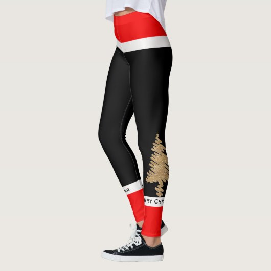 Vrolijk kerstfeest/Gelukkig Nieuwjaar/Goud Boom Leggings (Links)