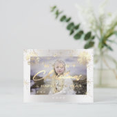 Vrolijk Kerstfeest Gelukkig Nieuwjaar Goud Wit Fot Briefkaart (Staand voorkant)