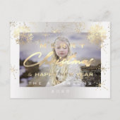 Vrolijk Kerstfeest Gelukkig Nieuwjaar Goud Wit Fot Briefkaart (Voorkant)