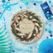 Vrolijk Kerstfeest Gelukkig Nieuwjaar Gouden Groen Papieren Bordje (Feest)