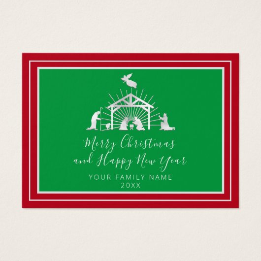 Vrolijk Kerstfeest Gelukkig Nieuwjaar Heilige Fami Visitekaartje (Voorkant)