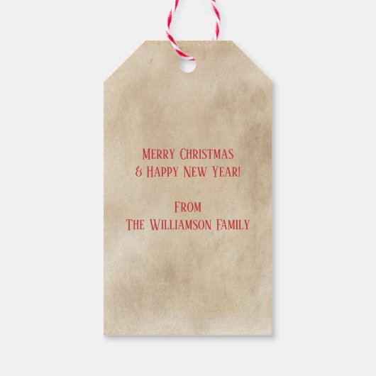 Vrolijk Kerstfeest Gelukkig Nieuwjaar Herten Gift  Cadeaulabel (Achterkant)