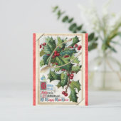  Vrolijk Kerstfeest Gelukkig Nieuwjaar Holly Briefkaart (Staand voorkant)