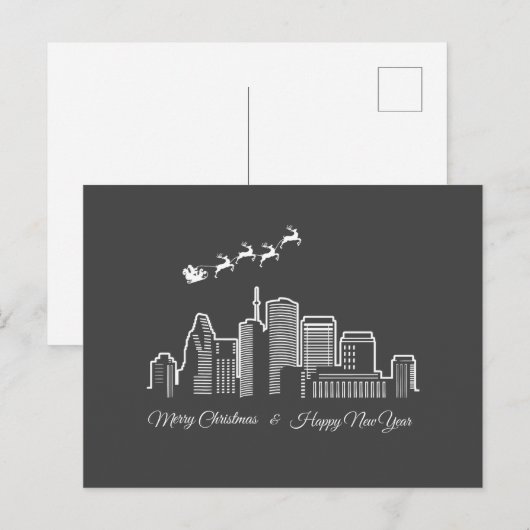 Vrolijk Kerstfeest Gelukkig Nieuwjaar Houston Texa Briefkaart (Voorkant / Achterkant)