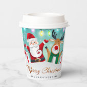 Vrolijk kerstfeest, gelukkig nieuwjaar kerstkerstm papieren bekers (Achterkant)