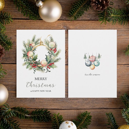 Vrolijk Kerstfeest Gelukkig Nieuwjaar Krans Minima Bedankkaart