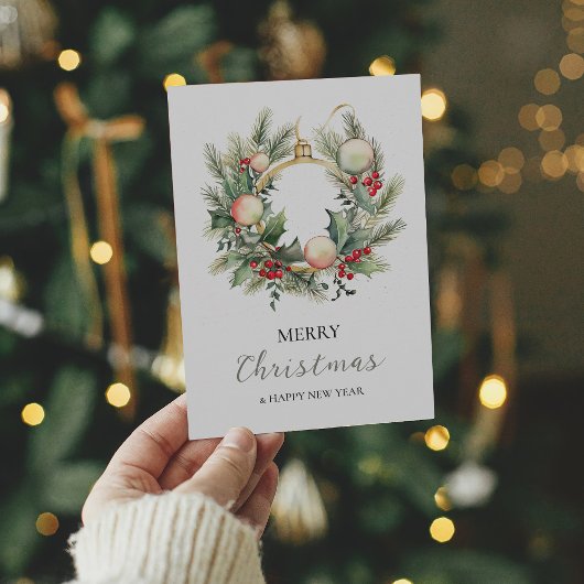 Vrolijk Kerstfeest Gelukkig Nieuwjaar Krans Minima Bedankkaart