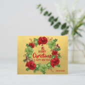 Vrolijk Kerstfeest Gelukkig Nieuwjaar Krans Rood G Feestdagenkaart (Staand voorkant)
