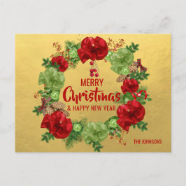 Vrolijk Kerstfeest Gelukkig Nieuwjaar Krans Rood G Feestdagenkaart