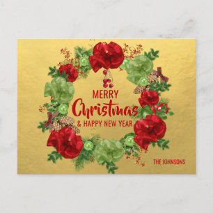Vrolijk Kerstfeest Gelukkig Nieuwjaar Krans Rood G Feestdagenkaart