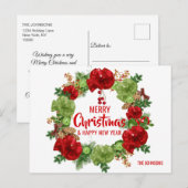 Vrolijk Kerstfeest Gelukkig Nieuwjaar Krans Wit Feestdagenkaart (Voorkant / Achterkant)