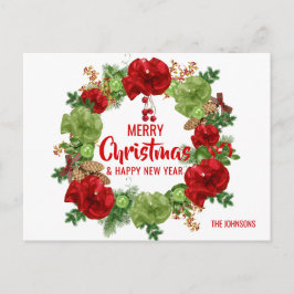 Vrolijk Kerstfeest Gelukkig Nieuwjaar Krans Wit Feestdagenkaart