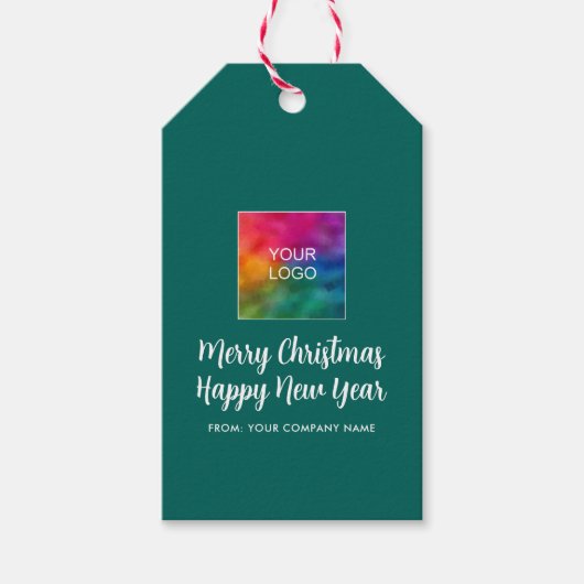 Vrolijk Kerstfeest Gelukkig Nieuwjaar Logo Kalligr Cadeaulabel (Voorkant)