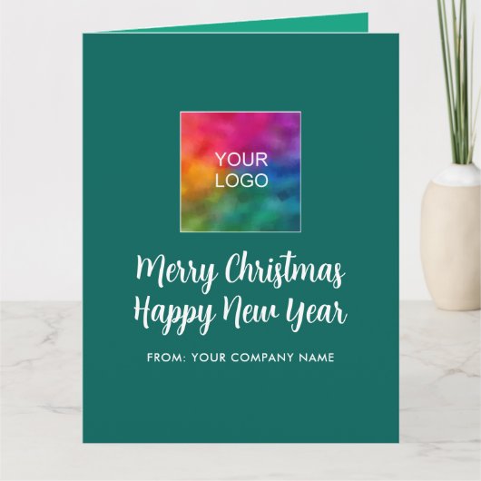 Vrolijk Kerstfeest Gelukkig Nieuwjaar Logo Typogra Kaart (Voorkant)