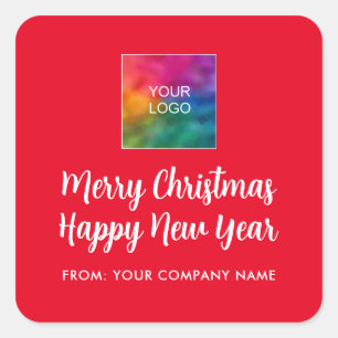 Vrolijk Kerstfeest Gelukkig Nieuwjaar Logo Typogra Vierkante Sticker