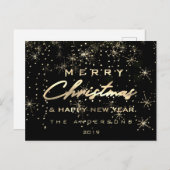 Vrolijk Kerstfeest Gelukkig Nieuwjaar Lux Goud Vre Briefkaart (Voorkant / Achterkant)
