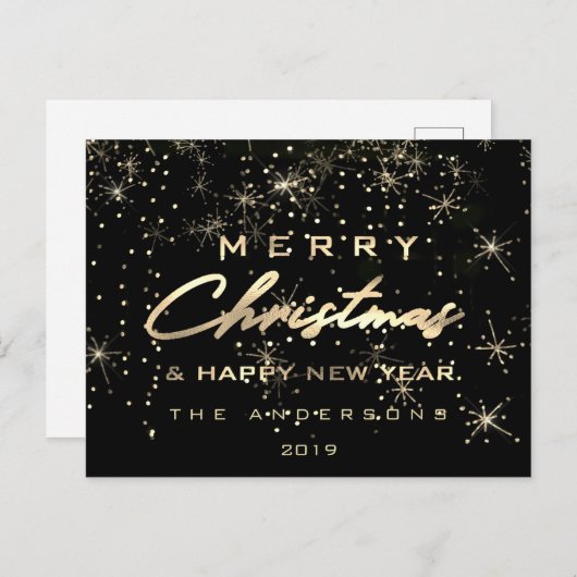 Vrolijk Kerstfeest Gelukkig Nieuwjaar Lux Goud Vre Briefkaart (Voorkant / Achterkant)