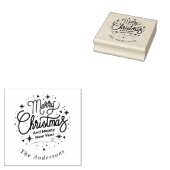 Vrolijk Kerstfeest Gelukkig Nieuwjaar Modern Elega Rubberstempel (Gestempeld)