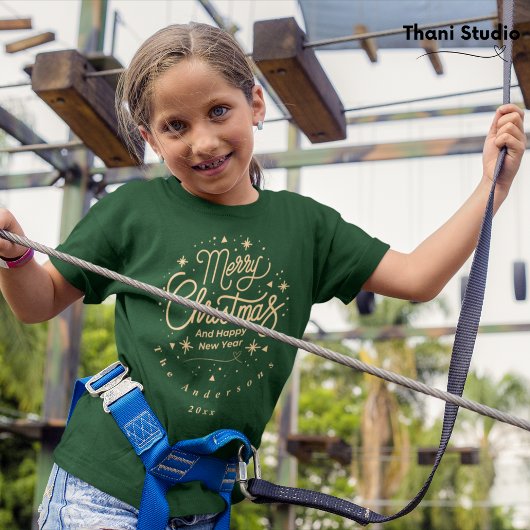 Vrolijk Kerstfeest Gelukkig Nieuwjaar Modern Groen T-shirt