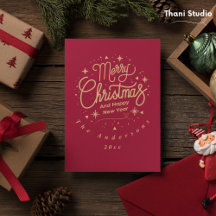 Vrolijk Kerstfeest Gelukkig Nieuwjaar Modern Rood 