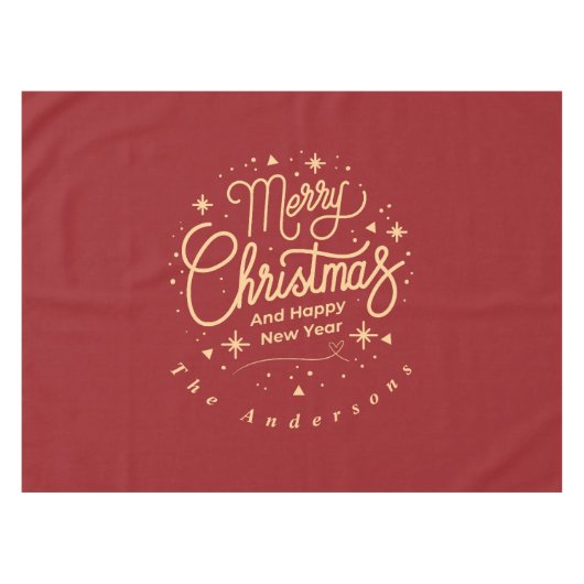 Vrolijk Kerstfeest Gelukkig Nieuwjaar Modern Rood  Tafelkleed (Voorkant (Horizontaal))