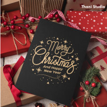 Vrolijk Kerstfeest Gelukkig Nieuwjaar Modern Zwart