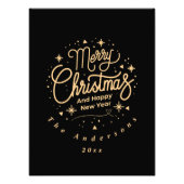 Vrolijk Kerstfeest Gelukkig Nieuwjaar Modern Zwart Foto Afdruk (Voorkant)