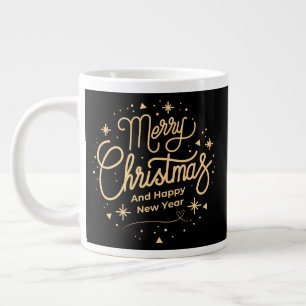 Vrolijk Kerstfeest Gelukkig Nieuwjaar Modern Zwart Grote Koffiekop