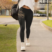 Vrolijk Kerstfeest Gelukkig Nieuwjaar Modern Zwart Leggings