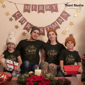 Vrolijk Kerstfeest Gelukkig Nieuwjaar Modern Zwart T-shirt