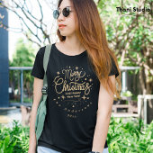 Vrolijk Kerstfeest Gelukkig Nieuwjaar Modern Zwart T-shirt