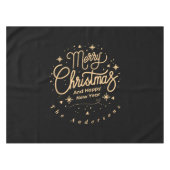 Vrolijk Kerstfeest Gelukkig Nieuwjaar Modern Zwart Tafelkleed (Voorkant (Horizontaal))