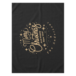 Vrolijk Kerstfeest Gelukkig Nieuwjaar Modern Zwart Tafelkleed