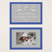 Vrolijk Kerstfeest Gelukkig Nieuwjaar Naam Blauw G Visitekaartje (Voorkant /achterkant)