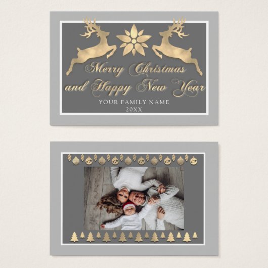 Vrolijk Kerstfeest Gelukkig Nieuwjaar Naam Foto Gr Visitekaartje (Voorkant /achterkant)