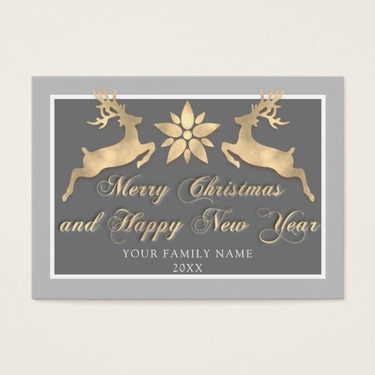 Vrolijk Kerstfeest Gelukkig Nieuwjaar Naam Foto Gr Visitekaartje (Voorkant)
